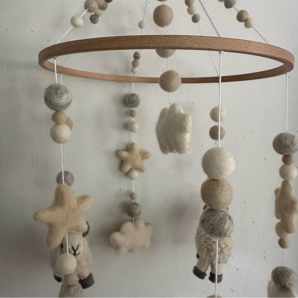 Wool Felt Sheep Baby Mobile - Picture 9 of 9